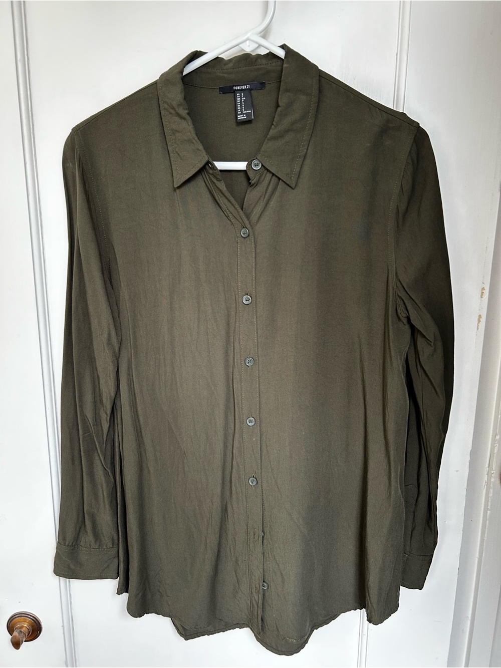 Forever 21 Olive Button-Front Blouse